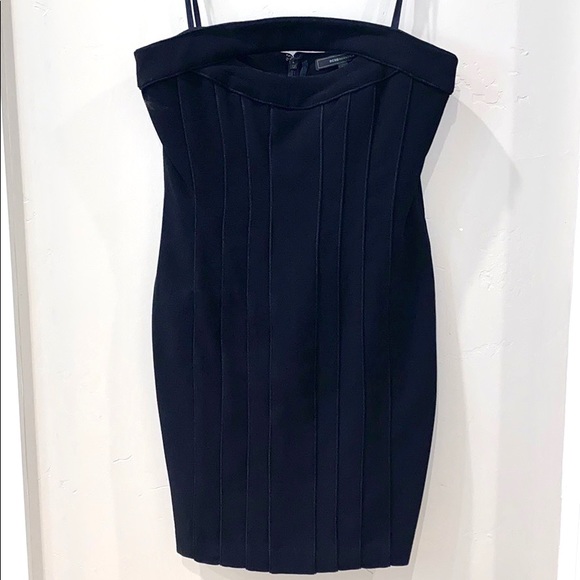 NWT BCBG Black Keyhole Cutout Strapless Dress Jean - Picture 2 of 10